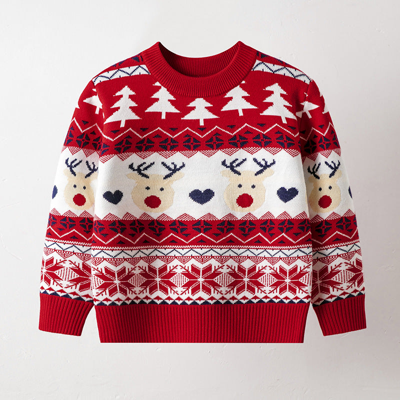 Children's Christmas Sweater Baby Cotton Jacquard Pullover Knitted Sweater HS Code 6110200090 HS Code 6110200011 - Customized Item