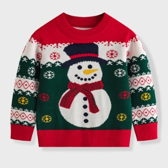 Children's Christmas Snowman Sweater Baby Cotton Jacquard Sweater HS Code 6110200090 HS Code 6110200011 - Customized Item