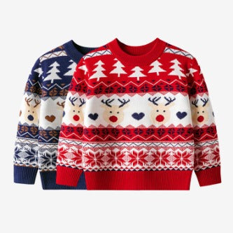 Children's Christmas Sweater Baby Cotton Jacquard Pullover Knitted Sweater HS Code 6110200090 HS Code 6110200011 - Customized Item