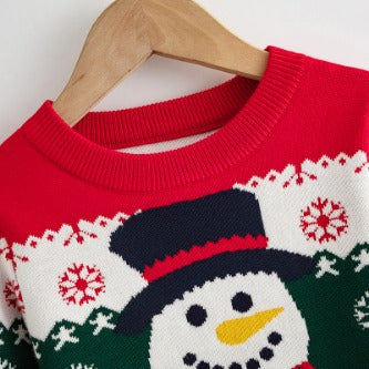 Children's Christmas Snowman Sweater Baby Cotton Jacquard Sweater HS Code 6110200090 HS Code 6110200011 - Customized Item