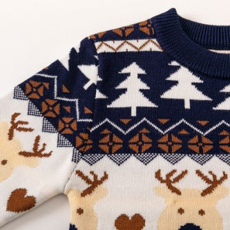 Children's Christmas Sweater Baby Cotton Jacquard Pullover Knitted Sweater HS Code 6110200090 HS Code 6110200011 - Customized Item