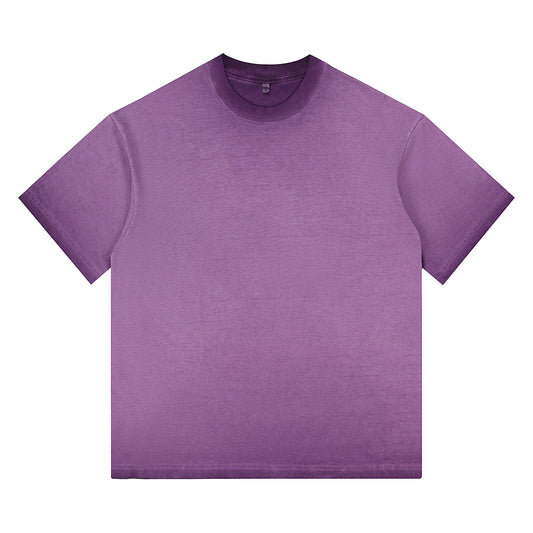 260G Pure Cotton Heavy Old Short-sleeved T-shirt Washed Shoulder Cotton Two-color Gradual Change Loose Oversize