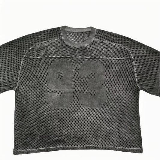 250 -350g Space Grey Washing T Shirt Mesh Knitted Mens Sweater Cotton 100% In-Stock T-Shirts