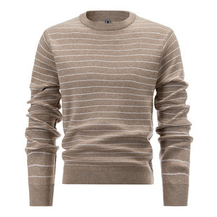 Brown Striped Mens Jumper Sweater  HS Code 6109100000 - Customized Item