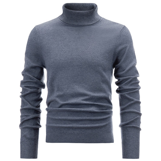 Blue Cashmere Mens Jumper High Collar Sweater  HS Code 6109100000 - Customized Item